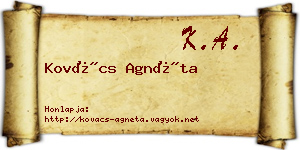 Kovács Agnéta névjegykártya