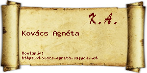 Kovács Agnéta névjegykártya